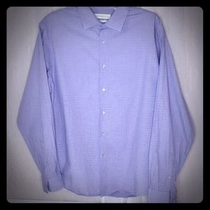Calvin Klein purple and white small‎ squares shirt